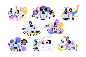 Artificial intelligent concept set, a Technology Illustration by PaperTrident