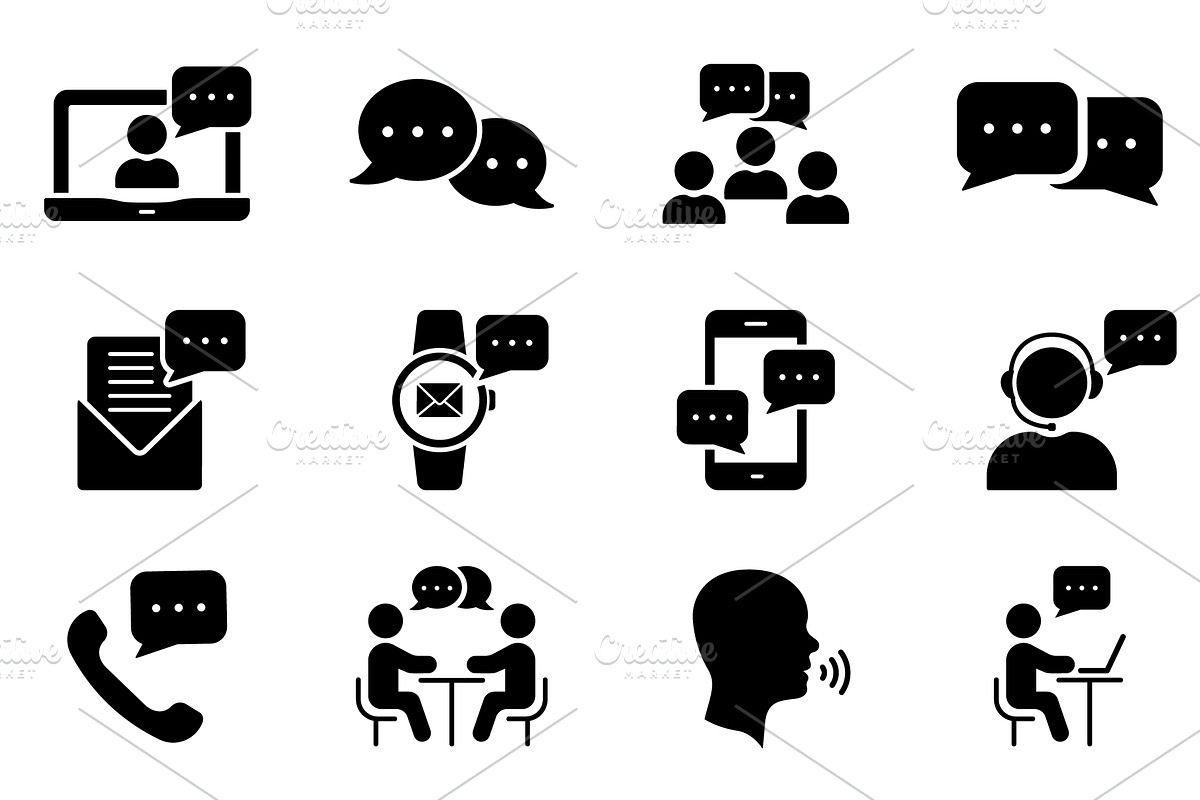 Community People Talk Icons, a Technology Illustration by Gentle Studio
