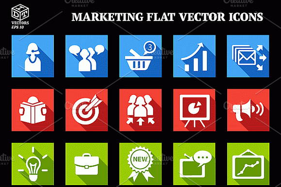 Marketing Flat Vector Icons