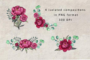 Peonies. Watercolor clipart, a Decorative Illustration by TetianaArt (Thumbnail 4 of 11)