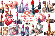 Watercolor Lipstick Clipart, an Illustration by DreamCafeArt (Thumbnail 1 of 7)
