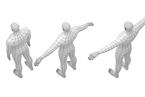 Male Hero In Three Poses Base Mesh