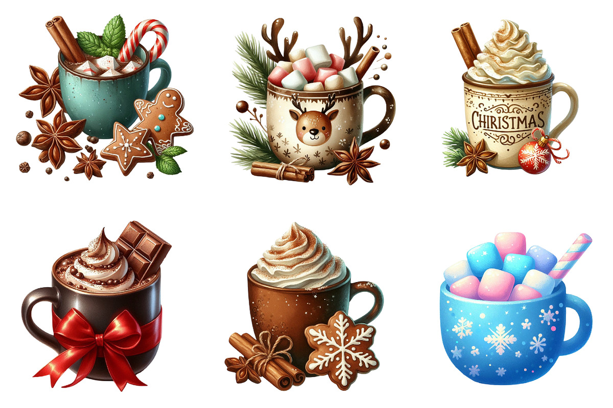 Watercolor Christmas Drinks Clipart, an Illustration by SinaCreation (Photo 4 of 7)