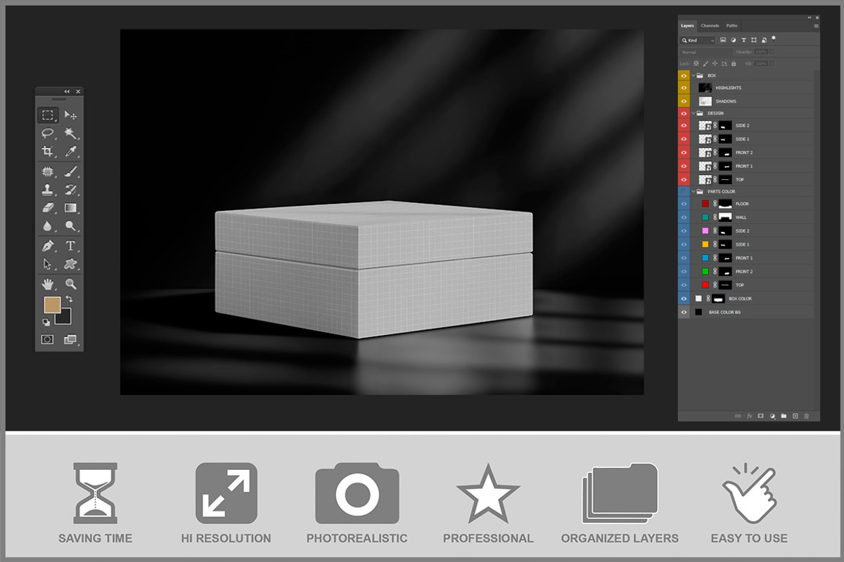 Box with Soft Lighting Mockup PSD, a Packaging Mockup by Bruno's Shop (Photo 3 of 4)