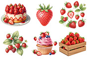 Strawberry-Themed Watercolor PNG, an Illustration by SinaCreation (Thumbnail 3 of 9)