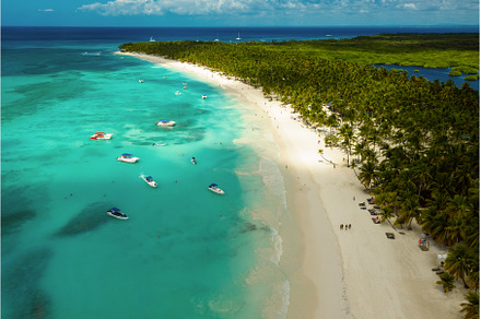 Tropical Caribbean beach from above