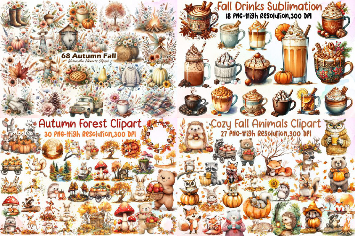 Autumn Clipart Huge Bundle, an Illustration by Sublimation Artist (Photo 5 of 12)