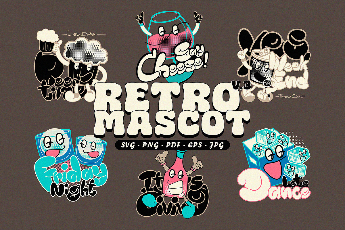 Retro Mascot Pack ; Vol.1 - Vol.3, a Graphic by 159room.studio (Photo 5 of 7)