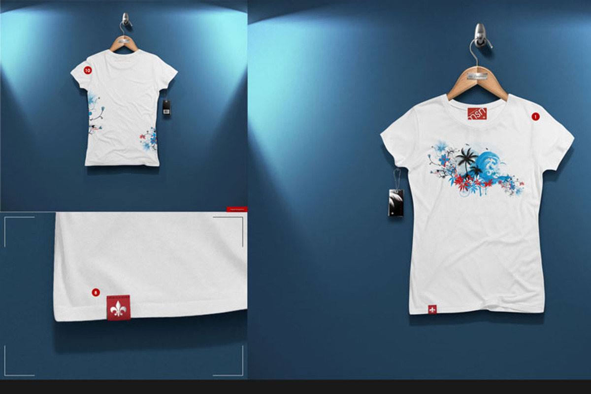 Women's T-shirt On 5 Stages Mock-up, a Hoody Mockup by Mocca Mockups Store (Photo 7 of 59)