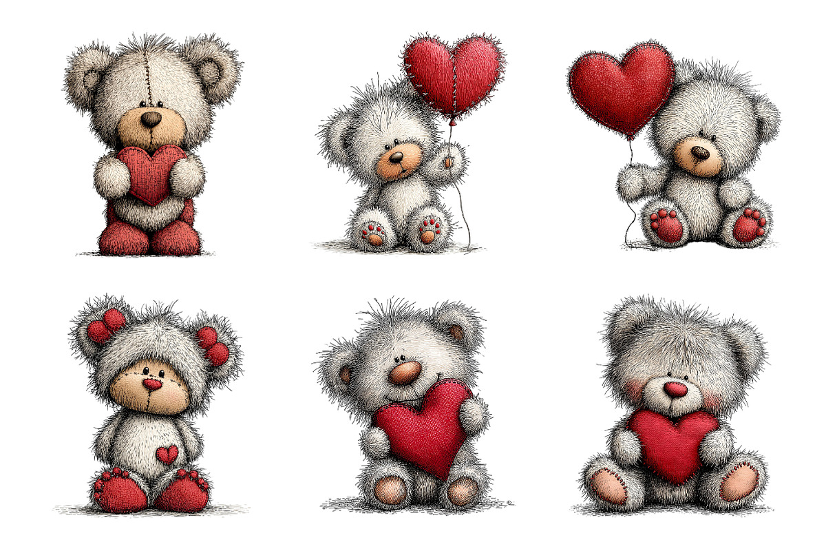 Valentine Teddy PNG Set, an Illustration by SinaCreation (Photo 4 of 11)