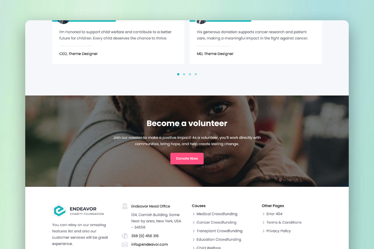 Endeavor Charity Framer Template, a Templates & Theme by WrapPixel (Photo 4 of 7)
