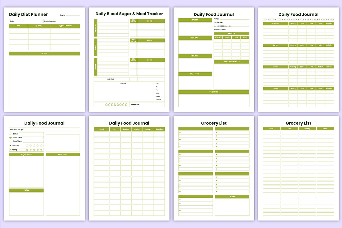 Healthy Meal Prep Tracker | Diet Log, a Stationery Template by Mustafiz (Photo 4 of 5)