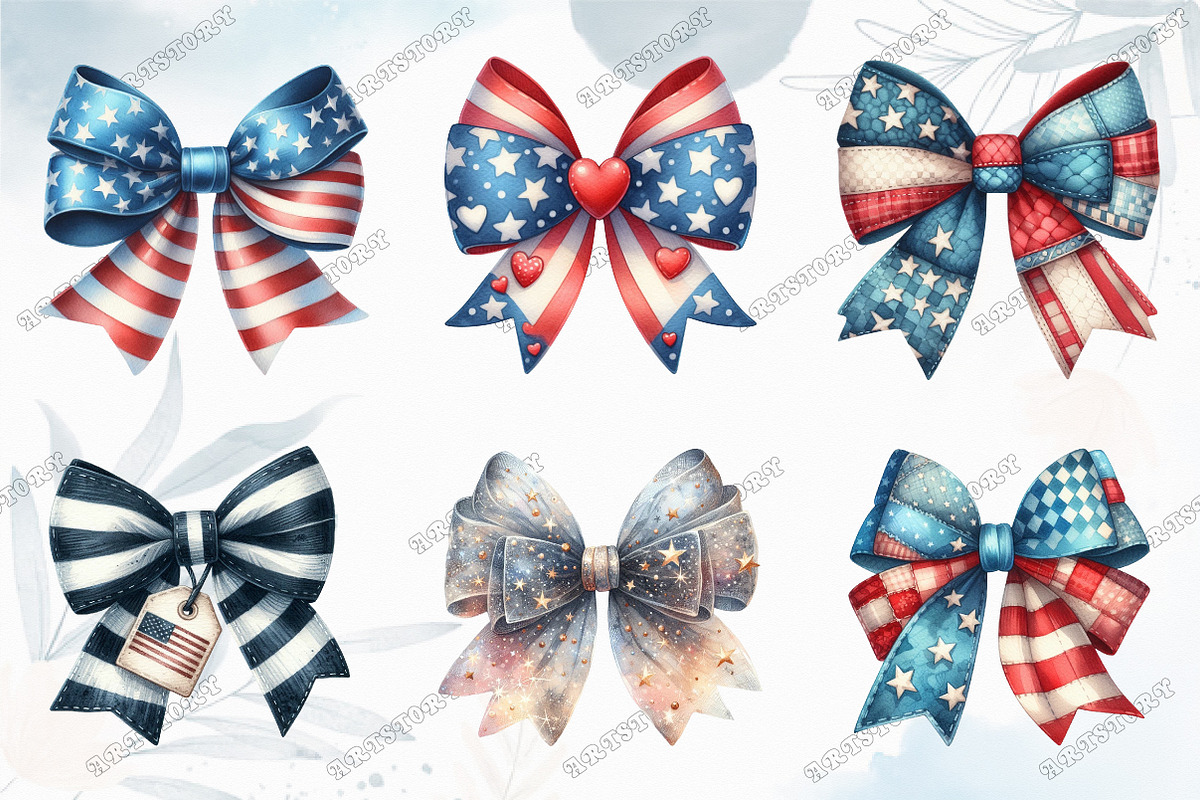 4th of July Bow Clipart Bundle, a Graphic by designcity5 (Photo 3 of 5)