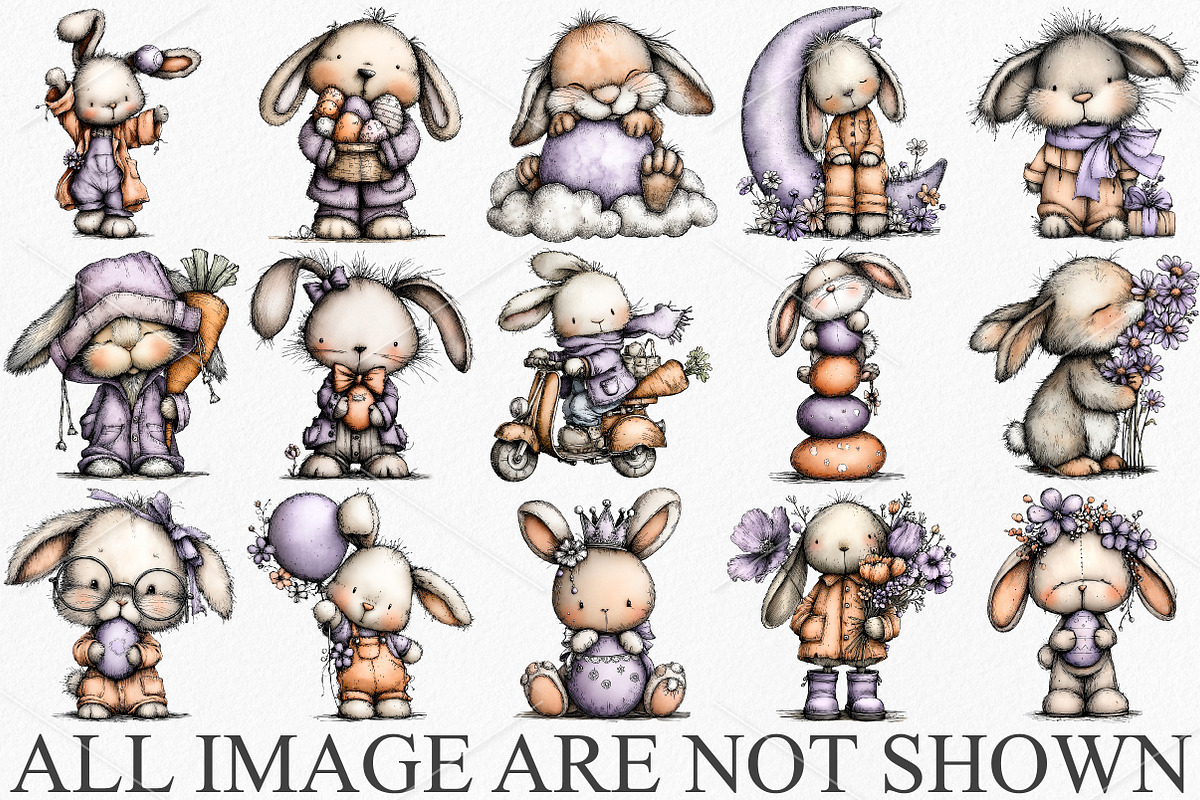 Whimsical Easter Bunny Clipart PNG, a Seasonal Illustration by Canvas Craft (Photo 3 of 7)