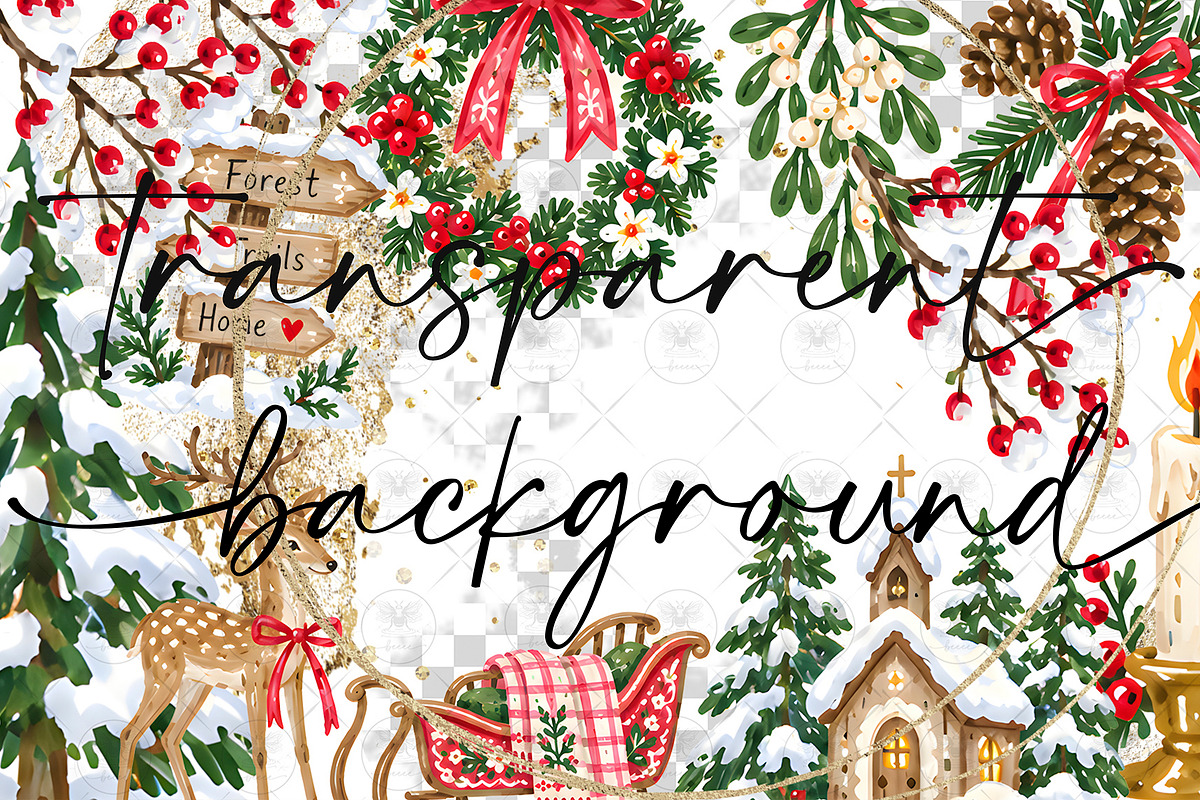 Winter Woodland Clipart, a Decorative Illustration by BigCakeBee (Photo 2 of 4)