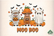 Spooky Halloween Highland Cow Png, an Illustration by Craft Nest (Thumbnail 1 of 6)