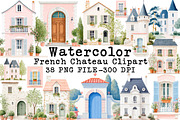 French Chateau Watercolor Clipart, an Illustration by Libby Wishes (Thumbnail 1 of 7)