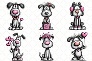 Whimsical Valentine Dog Clipart PNG, an Illustration by Black Bird Studio (Thumbnail 2 of 6)