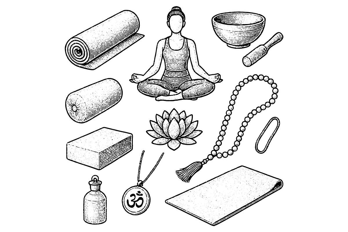 Yoga and Meditation Set, an Object Graphic by nikagraphic