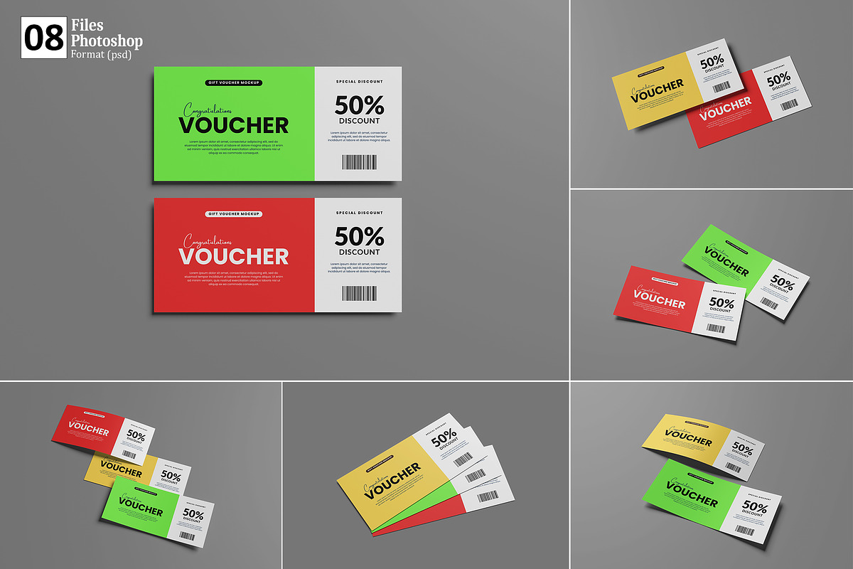 Gift Voucher Mockup, an Advertising Mockup by GraphicWindow (Photo 1 of 9)