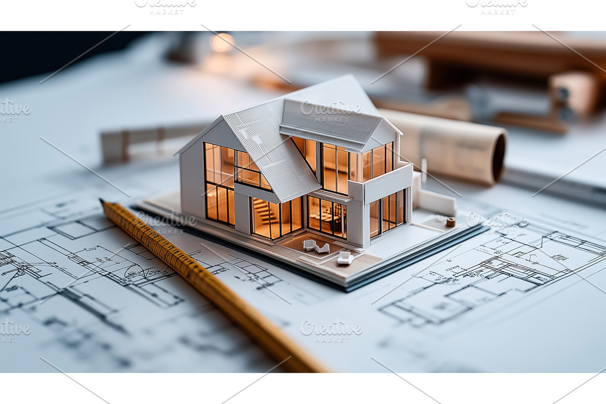 Architectural model of a modern, an Illustration by Sergey Kotenev