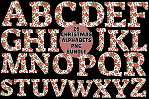 26 Christmas Alphabets PNG Bundle