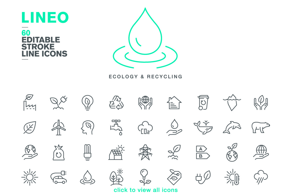 LINEO - 60 ECOLOGY ICONS, an Outline Icon by sharpnose (Photo 2 of 6)