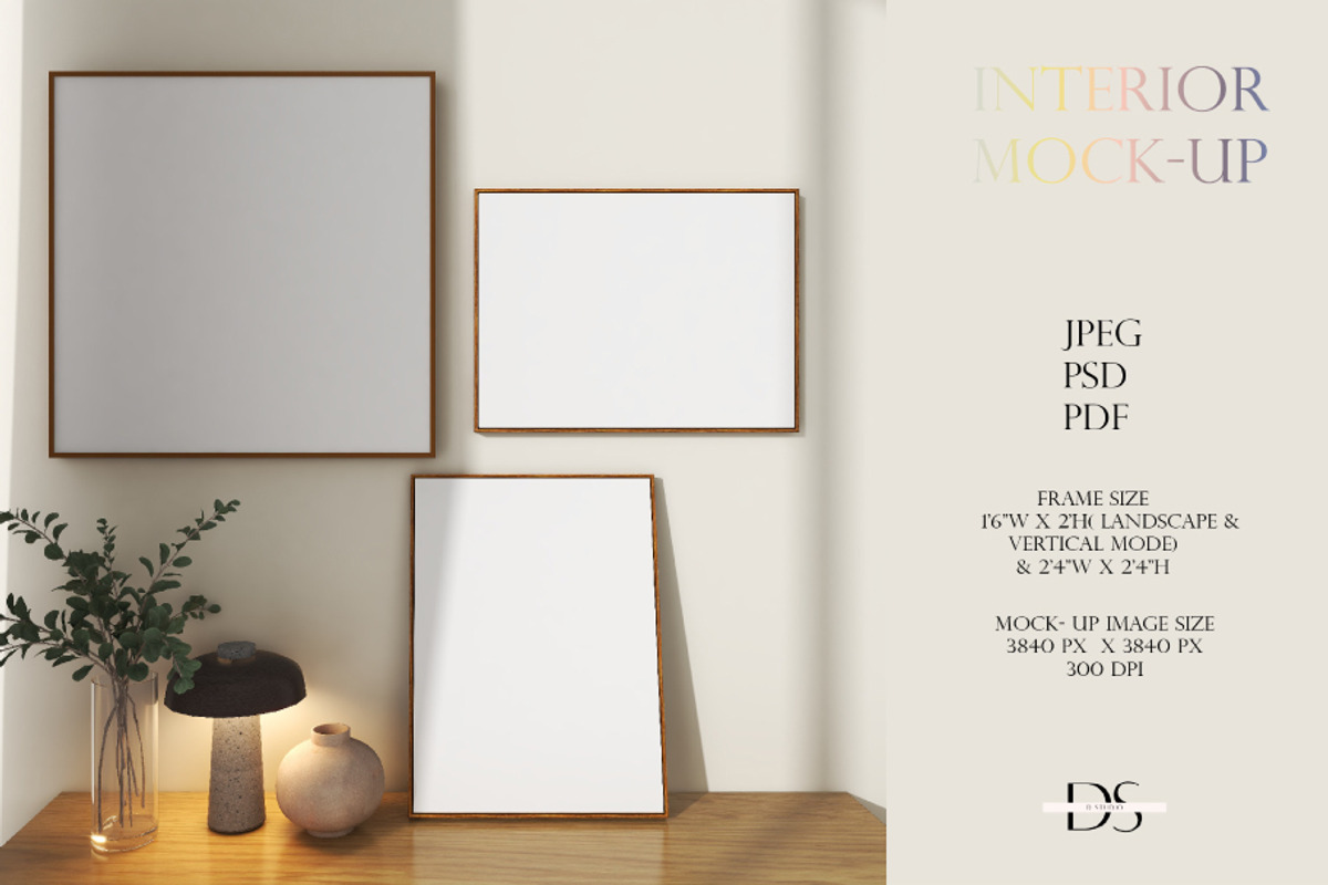 3 Frame mockup for wall art, a Print Template by DSTUDIO888