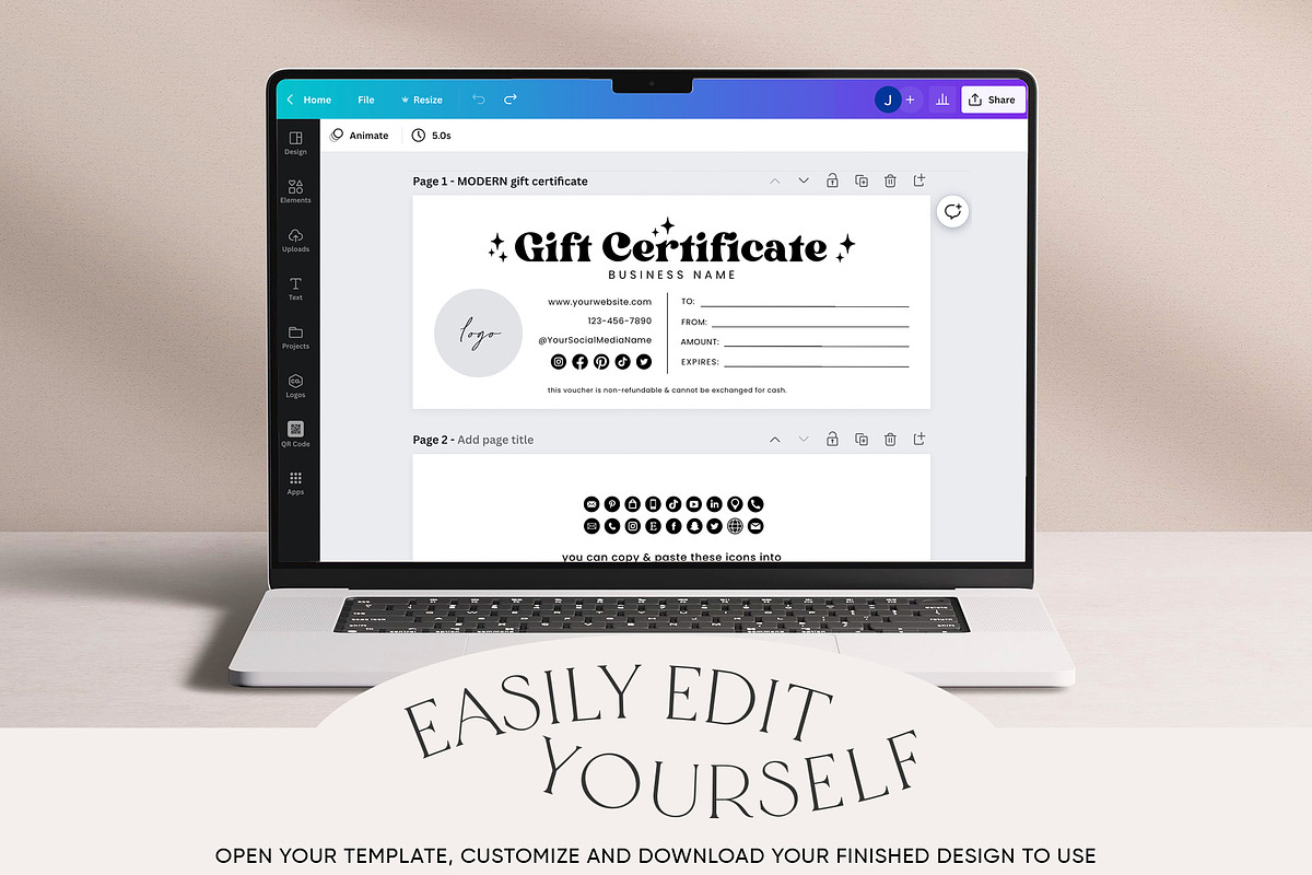 Gift Certificate Canva Template, a Business Card Template by Summit Avenue (Photo 6 of 7)
