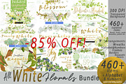 BUNDLE WHITE FLOWERS-85%, an Illustration by watercolorwild.graphics (Thumbnail 1 of 12)