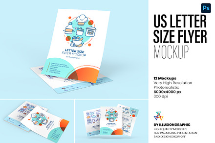 US Letter Size Flyer Mockup, a Print Template by Illusiongraphic