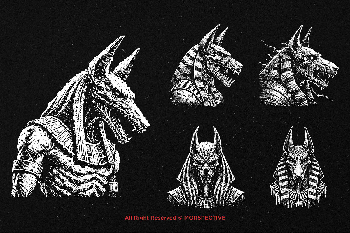 10 Bundle Dark Art Egypt Anubis, an Illustration by Morspective (Photo 5 of 7)