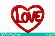 Chunky Yarn LOVE Heart, an Illustration by Watercolor design (Thumbnail 1 of 3)