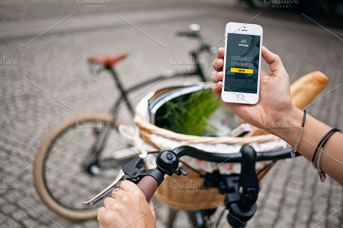 iphone 5s & bike - 8 photo mockups, an iPhone Mockup by show it better (Photo 2 of 5)