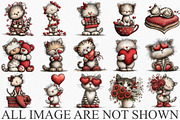 Whimsical Valentine Cat Clipart, an Illustration by Canvas Craft (Thumbnail 3 of 6)