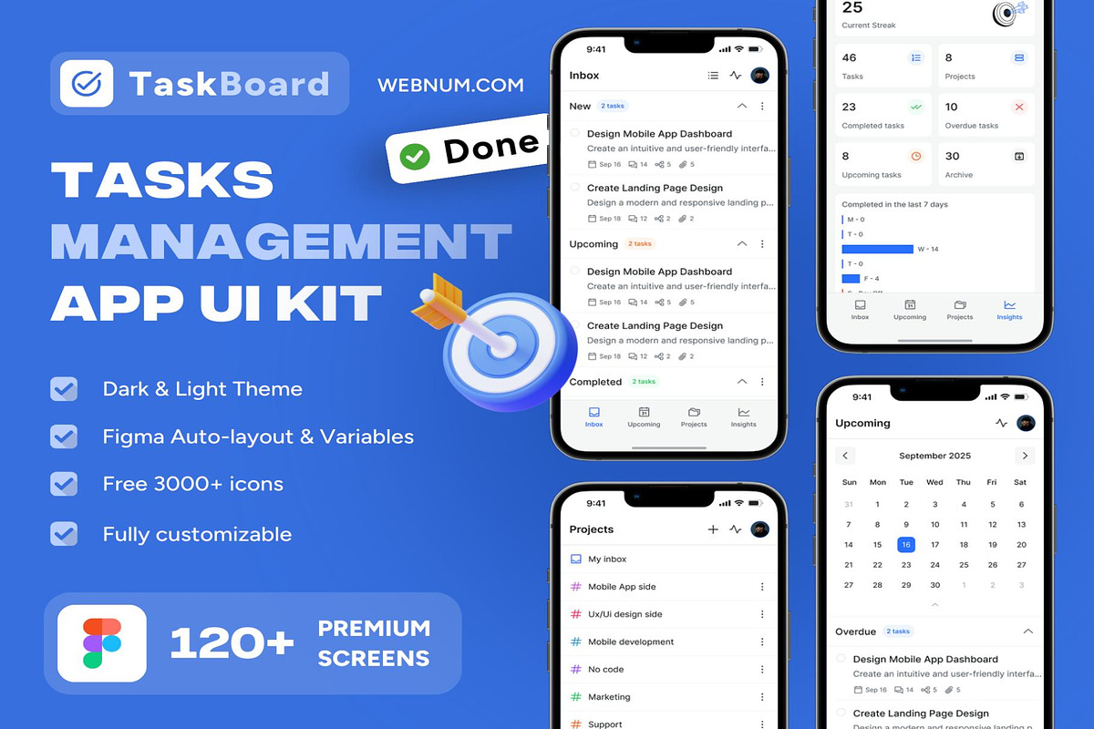 TaskBoard Tasks Management App Ui, an UI Kit Template by Creative Perspective (Photo 1 of 7)