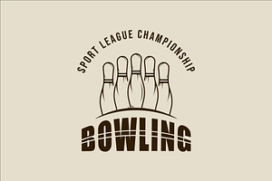 bowling pins logo line art vintage, a Branding & Logo Template by zyxroun shop