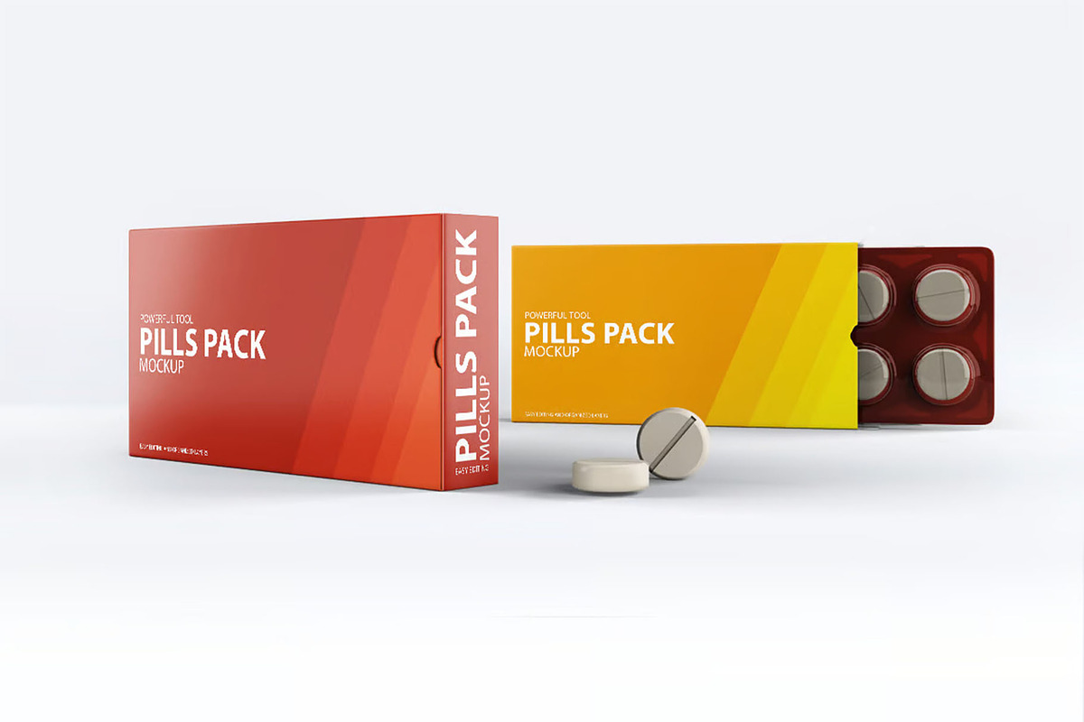 Pills Package Blister Box Mock-up, a Product Mockup by Hubzway (Photo 3 of 8)