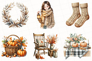 Watercolor Cozy Autumn Clipart, an Illustration by OK Design (Thumbnail 4 of 5)
