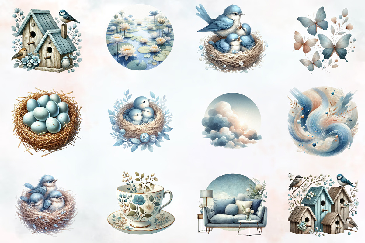 Spring Neutral Blue Clipart Png, an Illustration by RobertsArt (Photo 3 of 7)