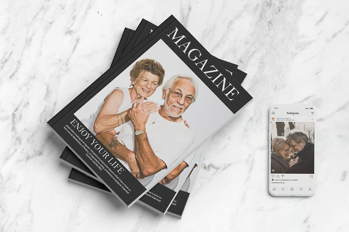 Cover Magazine with Phone Mockup, an Advertising Mockup by Se٧enStudio (Photo 3 of 3)