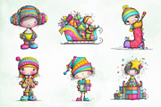 Whimsical Christmas Baby Kid Clipart, an Illustration by Creative Art (Thumbnail 3 of 11)