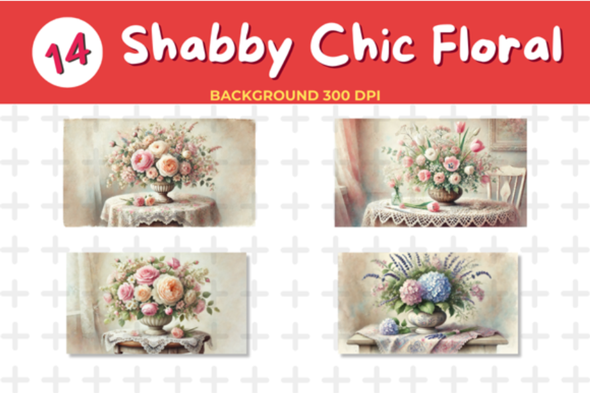 Watercolor Shabby Chic Floral Backgr, an Education Illustration by John_Walker (Photo 3 of 5)