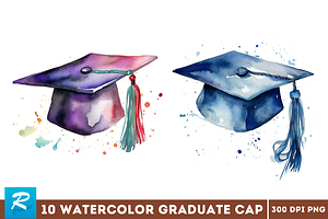 Watercolor Graduate Flower Clipart B