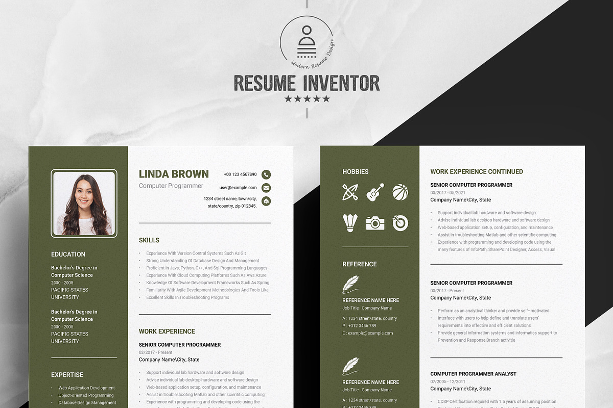 Computer Programmer CV Design, a Resume Template by ResumeInventor (Photo 2 of 6)