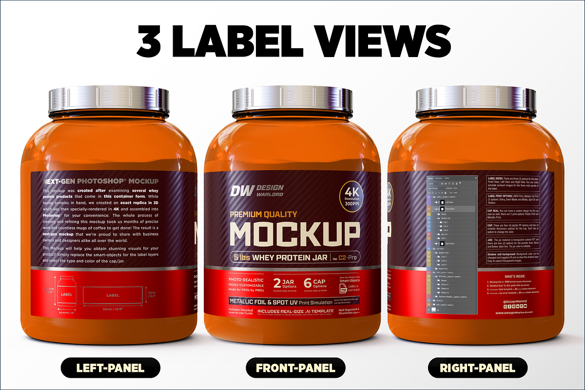 5lb Whey Protein Jar Mockup C2-Pro, a Packaging Mockup by Design Warlord (Photo 6 of 16)