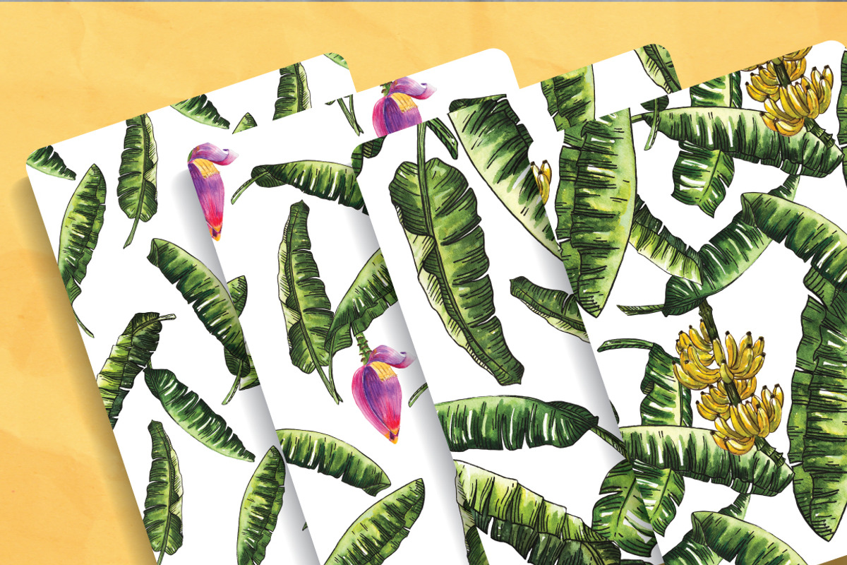 Banana Leaves Watercolor, a Pattern Graphic by Planolla (Photo 2 of 6)