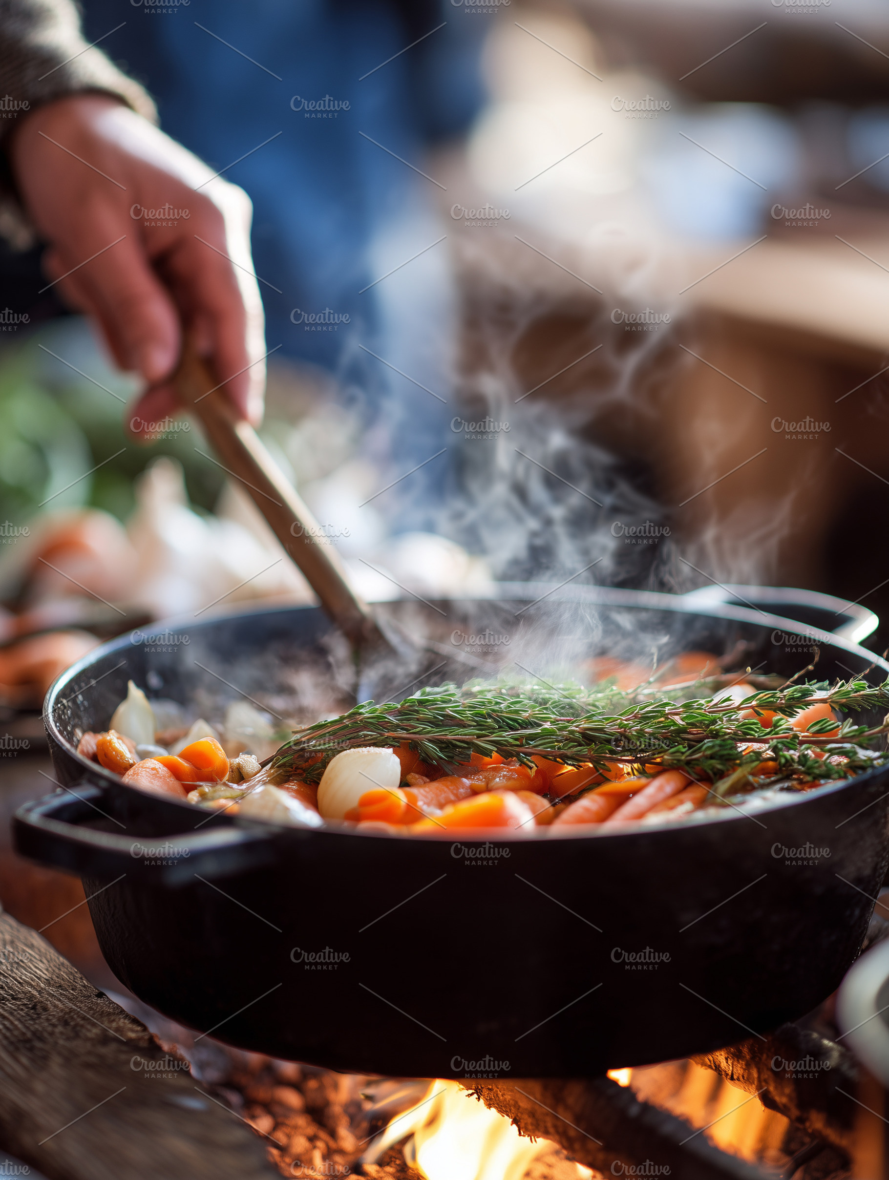 Rustic outdoor cooking on a cast, a Food & Drink Photo by MistyDay