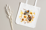 Bee and Flowers Watercolor clipart, an Object Graphic by Regulrcrative (Thumbnail 5 of 7)