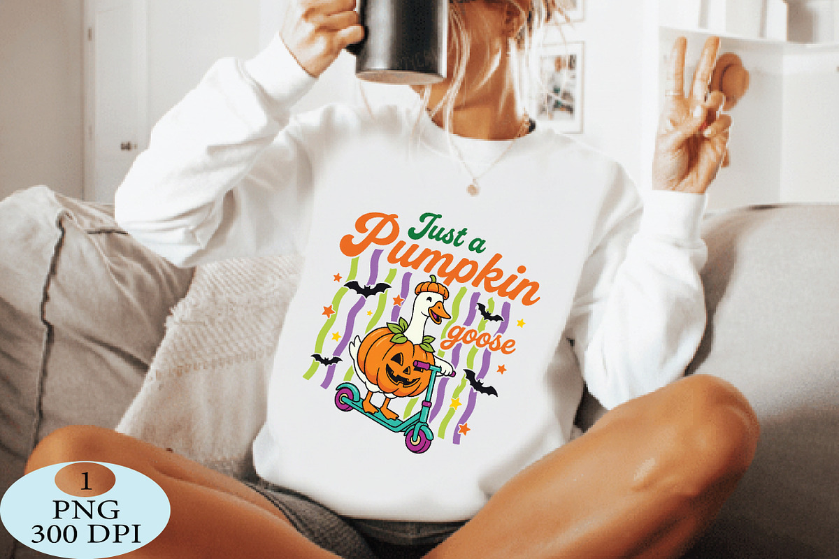 Just a Pumpkin Goose Stripes Hallowe, a Seasonal Illustration by Daily.Designs (Photo 4 of 5)